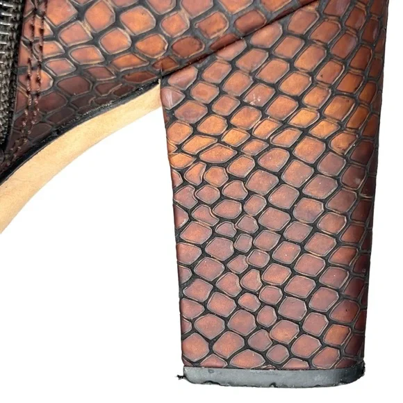 Sacha London Women’s Leather Metallic Copper Reptile Textured Ankle Boots 7B - Picture 10 of 16